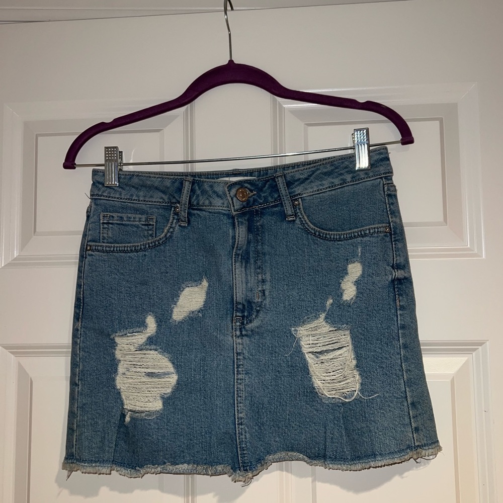 Light blue denim skirt